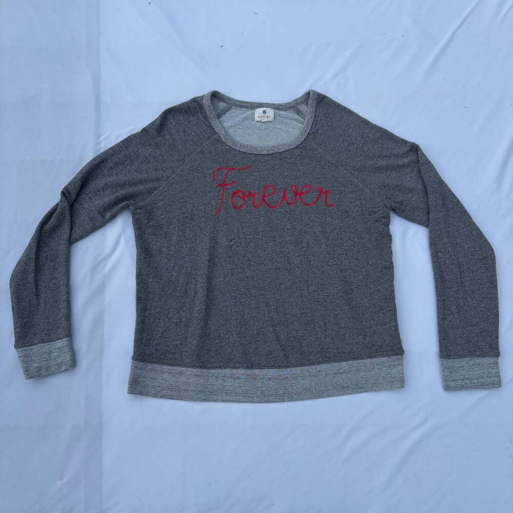Sundry Grey Forever Embroidered Pullover Sweatshirt Size 1